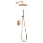 OLIMPO SHOWER KIT WITH TWO-WAY MIXER BRUSHED ROSE GOLD + SHOWERHEAD AND HAND SHOWER