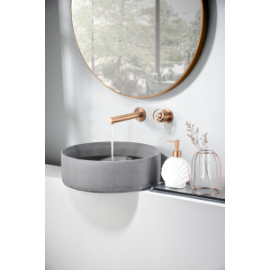 OLIMPO WALL-MOUNTED BASIN MIXER WITH BUILT-IN PART IN BRUSHED ROSE GOLD