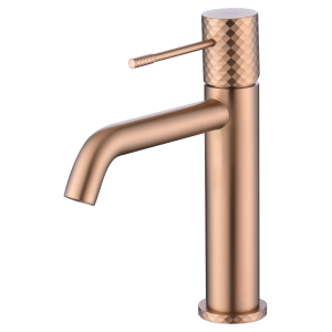 GENOVA MISCELATORE LAVABO SENZA SCARICO ORO ROSA SPAZZOLATO