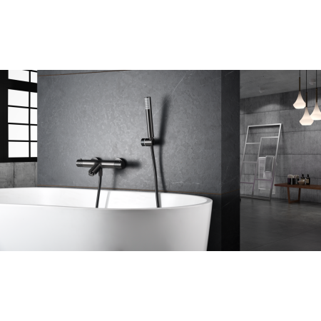GENOVA EXTERNAL THERMOSTATIC BATHTUB MIXER WITH BLACK GUN METAL SHOWER KIT