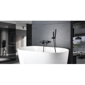 GENOVA EXTERNAL THERMOSTATIC BATHTUB MIXER WITH BLACK MATT SHOWER KIT