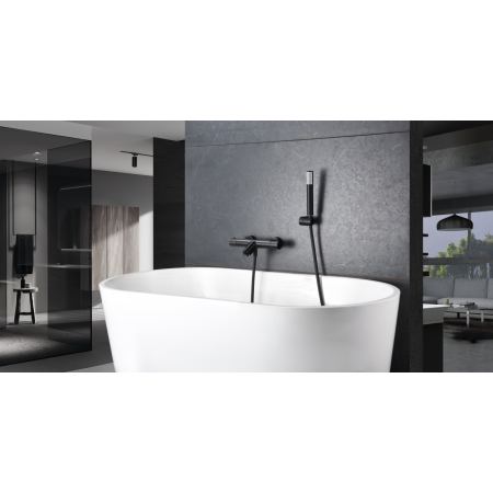 GENOVA EXTERNAL THERMOSTATIC BATHTUB MIXER WITH BLACK MATT SHOWER KIT