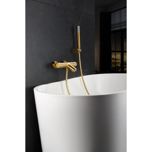 GENOVA EXTERNAL THERMOSTATIC BATHTUB MIXER WITH BRUSHED GOLD SHOWER KIT