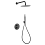 GENOVA SHOWER KIT SOFFIONE WITH 2-WAY THERMOSTATIC MIXER + BLACK MATT HAND SHOWER