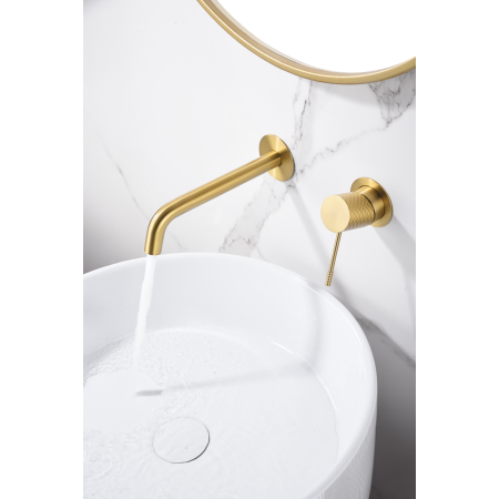 GENOVA MISCELATORE LAVABO A MURO SENZA SCARICO ORO SPAZZOLATO