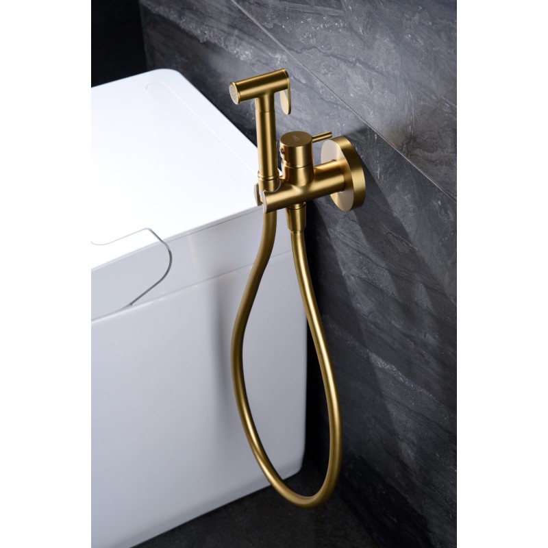 Rubinetto Bidet Monocomando Incassato MICE - Doccia Igienica In Stile Moderno Con Finitura Oro Spazzolato