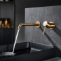 MONZA WALL-MOUNTED SINGLE-LEVER BASIN MIXER WITH BUILT-IN PART BRUSHED GOLD