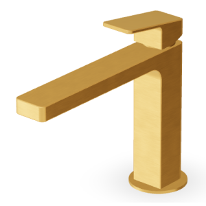 JINGLE MISCELATORE LAVABO S/SCARICO BOCCA PROLUNGATA ORO SPAZZOLATO