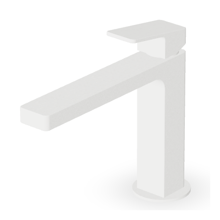 JINGLE MISCELATORE LAVABO S/SCARICO BOCCA PROLUNGATA BIANCO OPACO GOFFRATO
