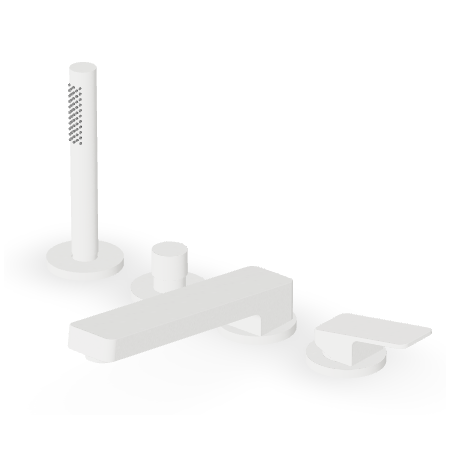 JINGLE 4-HOLE BATHTUB MIXER IN MATT EMBOSSED WHITE