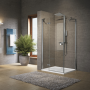 BRERA G+F CORNER 1 SWING DOOR + 1 FIXED SIDE CHROME FRAME CLEAR GLASS