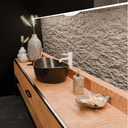 PAN MISCELATORE LAVABO C/ SCARICO BIANCO OPACO GOFFRATO