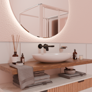 BRIM MISCELATORE LAVABO DA INCASSO 225MM NERO OPACO GOFFRATO