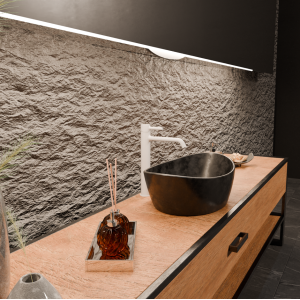 PAN MISCELATORE LAVABO PROLUNGATO S/SCARICO BIANCO OPACO GOFFRATO