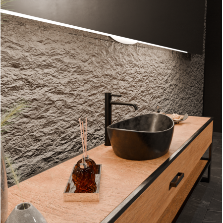 PAN MISCELATORE LAVABO PROLUNGATO S/SCARICO NERO OPACO GOFFRATO