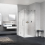 YOUNG 2GS+F CORNER 1 FOLDING DOOR + 1 FIXED SIDE SHINY CHROME POST TRANSPARENT GLASS