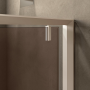 OUTLINE 2 SWING DOORS WITH ANGULAR ENTRY, SHINY SILVER POST, TRANSPARENT GLASS