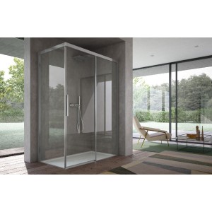 FOCUS CORNER 1 SLIDING DOOR (door closes on fixed side glass) + 1 FIXED SIDE
