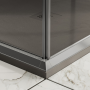 OUTLINE CORNER 1 SLIDING DOOR + 1 FIXED SIDE SHINY SILVER POST TRANSPARENT GLASS