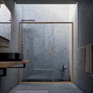 OUTLINE NICHE 1 SLIDING DOOR SHINY SILVER PROFILE TRANSPARENT GLASS