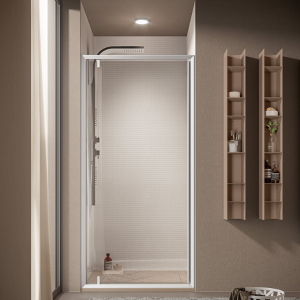 OUTLINE NICHE 1 PIVOT DOOR SHINY SILVER PROFILE TRANSPARENT GLASS