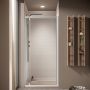 OUTLINE NICHE 1 PIVOT DOOR SHINY SILVER PROFILE TRANSPARENT GLASS