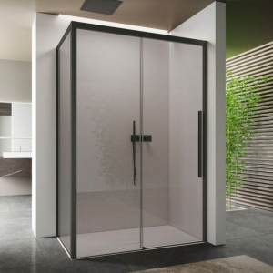 SPACE CORNER 1 SLIDING DOOR (door closes against the wall) + 1 FIXED SIDE