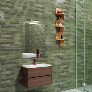 B-BEST COMPOSITION NATURAL WALNUT FINISH L. 80 CM D. 45.5 CM H. 58.5 CM - COMPLETE WITH MIRROR AND SPOTLIGHT
