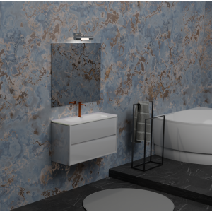 B-BEST FINISH COMPOSITION BIANCO LUCIDO L. 100 CM D. 45.5 CM H. 58.5 CM - COMPLETE WITH MIRROR AND SPOTLIGHT