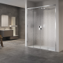 OPERA 2A NICHE 2 SLIDING DOORS WITH CENTRAL ENTRY CHROME POLISHED POST TRANSPARENT GLASS