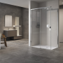 OPERA PH+FH CORNER 1 SLIDING DOOR + 1 FIXED SIDE SHINY CHROME POST TRANSPARENT GLASS