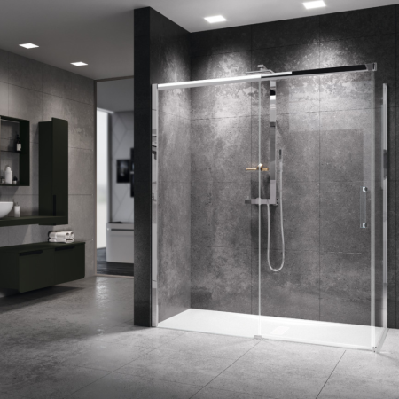 ROSE ROSSE PH+FH - CORNER SHOWER BOX 1 SLIDING DOOR + FIXED SIDE PANEL