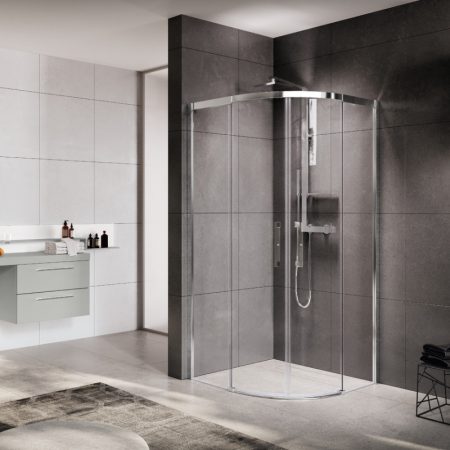 ROSE ROSSE R ASYMMETRICAL SEMICIRCULAR CORNER SHOWER BOX