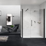 YOUNG G+F+F CORNER 1 SWING DOOR WITH FIXED IN LINE + 1 FIXED SIDE BRIGHT CHROME POST TRANSPARENT GLASS