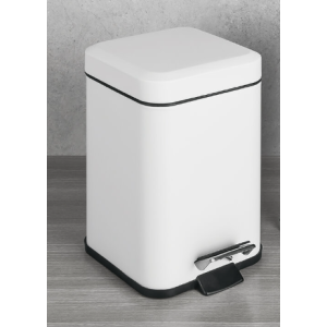 CONTRACT WHITE MATTE STAINLESS STEEL TRASH CAN