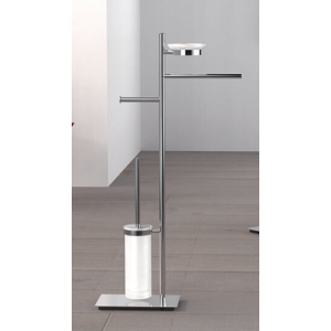 SQUARE PIANTANTA CON PORTA SALVIETTA, PORTA SAPONE, PORTA ROTOLO E PORTA SCOPINO CROMO