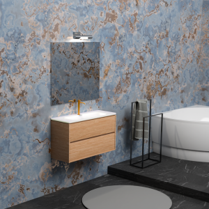 B-BEST COMPOSITION NATURAL OAK FINISH L. 100 CM D. 45.5 CM H. 58.5 CM - COMPLETE WITH MIRROR AND SPOTLIGHT