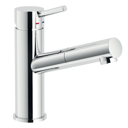 LIVE BASIN MIXER WITH PULL-OUT SPRAY AND CLICK-CLACK WASTE