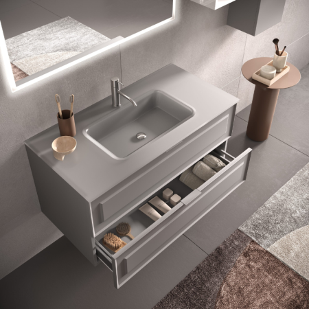 FRAME COMPOSIZIONE MOBILE CON LAVABO IN VETRO SATINATO