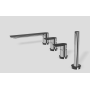 RAN - Bathtub Rim Battery with 4 Holes and Pull-Out Hand Shower - Chrome