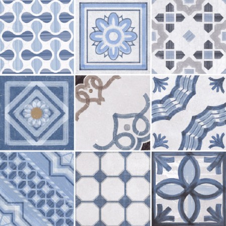 CEMENTINE SHINY MIX BLUE 20X20 LUCIDO RETTIFICATO