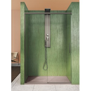 ISCHIA NICHE 1 SLIDING DOOR TRANSPARENT GLASS PROFLO NICKEL