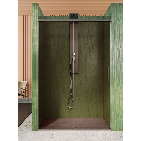 ISCHIA NICHE 1 SLIDING DOOR BRONZE GLASS NICKEL PROFILE