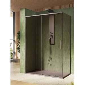 ISCHIA CORNER 1 SLIDING DOOR BRONZE GLASS NICKEL PROFILE