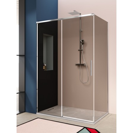 ISCHIA CORNER 1 SLIDING DOOR BRONZE GLASS CHROME PROFILE