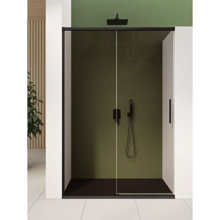 ISCHIA NICHE 1 SLIDING DOOR BRONZE GLASS BLACK SATIN FINISH