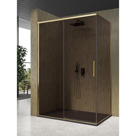 ISCHIA CORNER 1 SLIDING DOOR BRONZE GLASS GOLD PROFILE