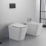 Ailin Set Toilet and Bidet FILO Wall Without Rim Soft Close Seat BIANCO LUCIDO