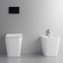 Ailin Set Toilet and Bidet FILO Wall Without Rim Soft Close Seat BIANCO LUCIDO
