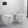 Ailin Set Wall-Hung Toilet and Bidet Without Rim Soft Close Seat BIANCO LUCIDO